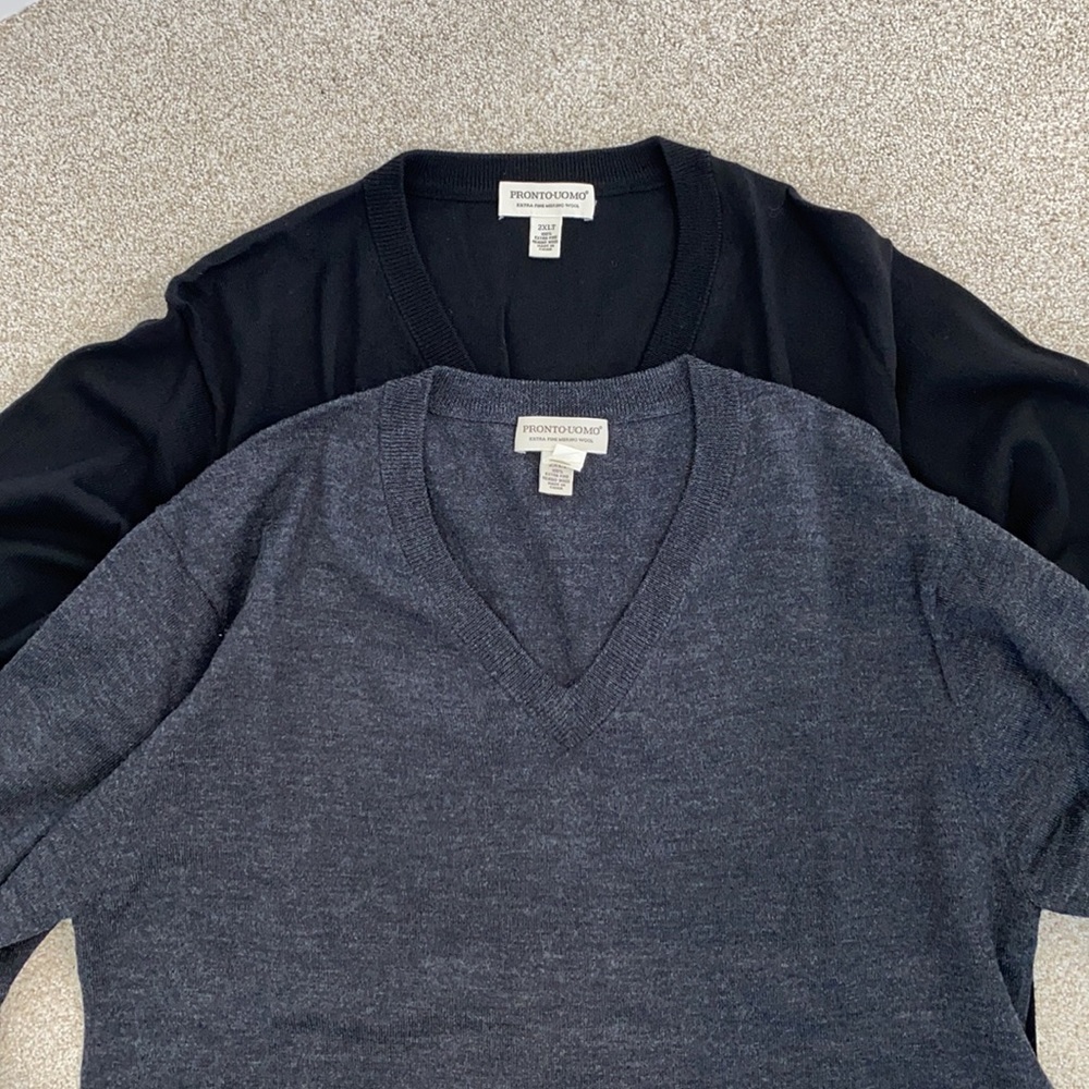 NO LONGER HAVE - NFS 
Merino Wool 2XLT V-Neck Sweaters